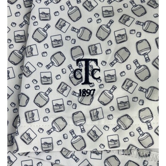 Straight Down Mens Golf Cocktails All Over Polo White Toledo CC Performance XL - Picture 4 of 8